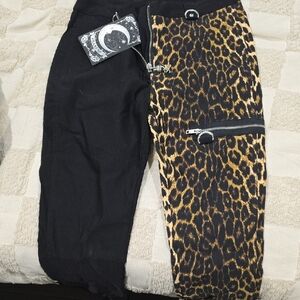 Killstar Black and Leopard Skinny Pants